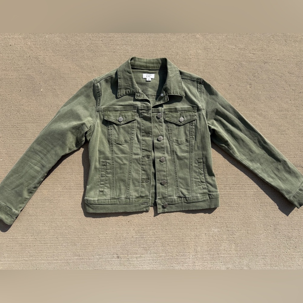 Crown & Ivy Olive Jean Jacket Womens Small